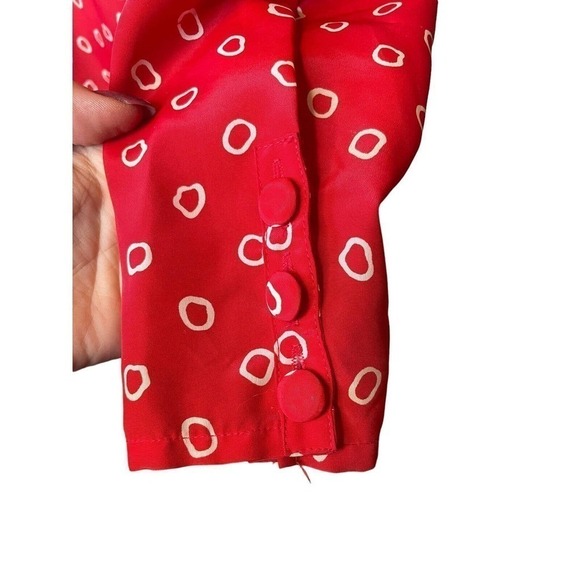 Oscar de la Renta Expressions Vintage 80’s Red White Polka Dot Blouse Top M - Picture 4 of 8